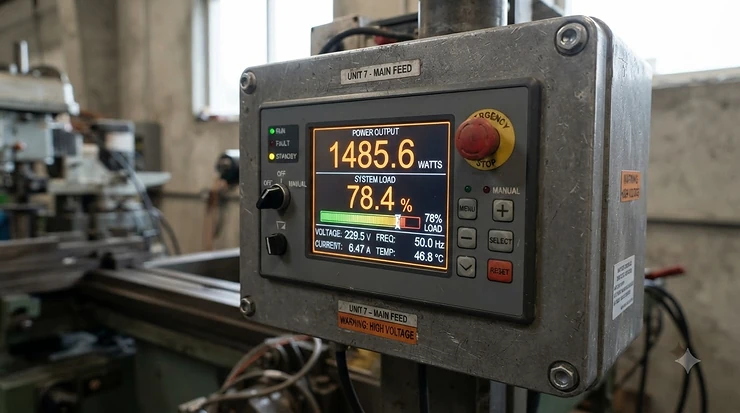 Close-up of the digital LCD screen on a 1000-1500Wh power station showing battery percentage, power station 1000-1500Wh