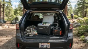 A power station for family camping keeping a portable camping fridge running smoothly