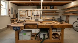 Powering heavy tools via a power station for whole house off-grid in a home garage workshop.