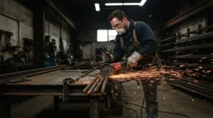 Demonstrating surge wattage capabilities of a power station for workshop power tools with an angle grinder.
