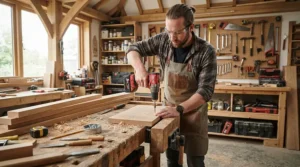 An expandable stackable power station powering heavy tools in a British garden shed