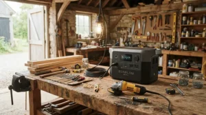 Ensuring rural power reliability with a dependable power station for long power outages on a traditional British farm property.