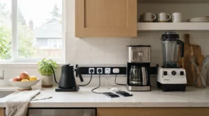 A versatile stackable power station running a kettle and toaster during a kitchen renovation